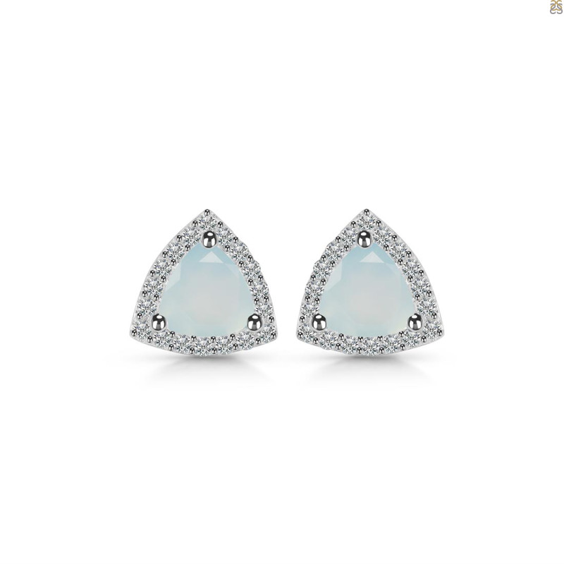 Blue Chalcedony & White Topaz Stud Earring BLX-RDE-1269.