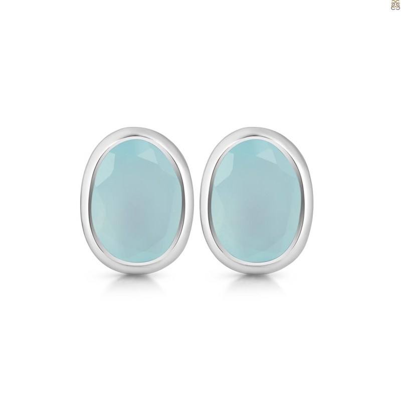 Blue Chalcedony Stud Earring BLX-RDE-1370.
