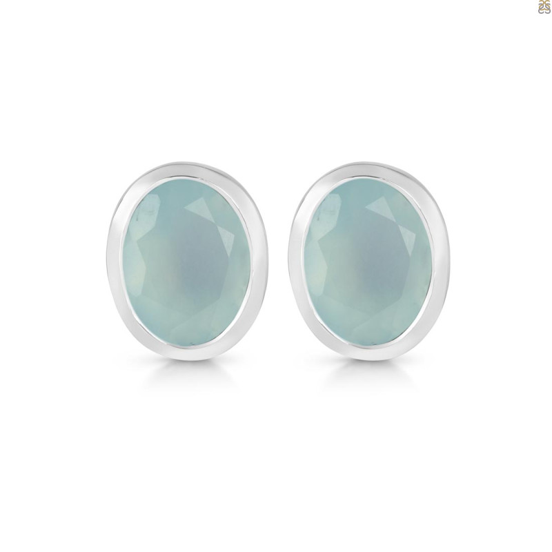 Blue Chalcedony Stud Earring BLX-RDE-1376.