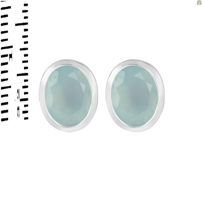 Blue Chalcedony Stud Earring BLX-RDE-1376.
