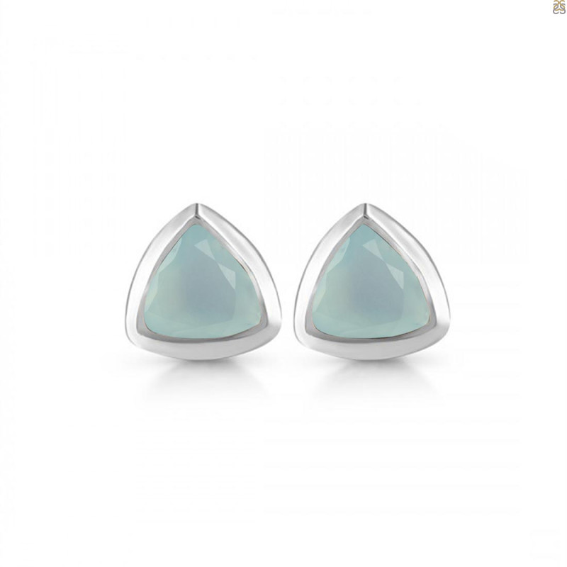 Blue Chalcedony Stud Earring BLX-RDE-1378.