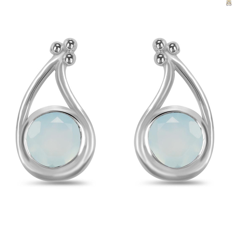 Blue Chalcedony Stud Earring BLX-RDE-19.