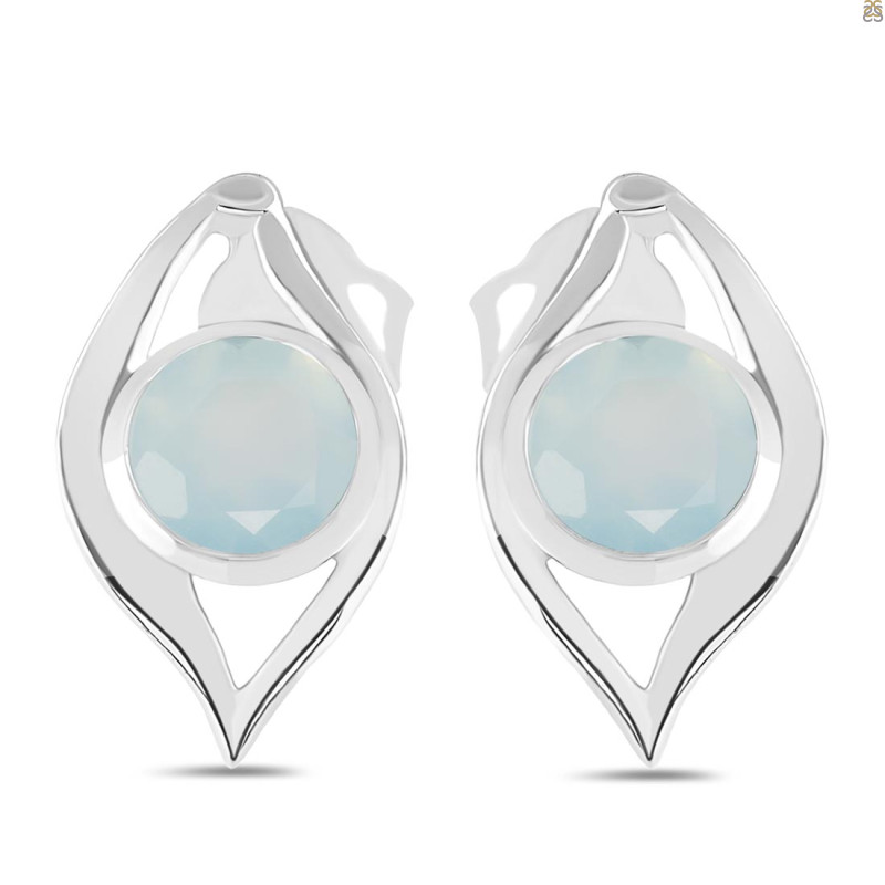 Blue Chalcedony Stud Earring BLX-RDE-21.