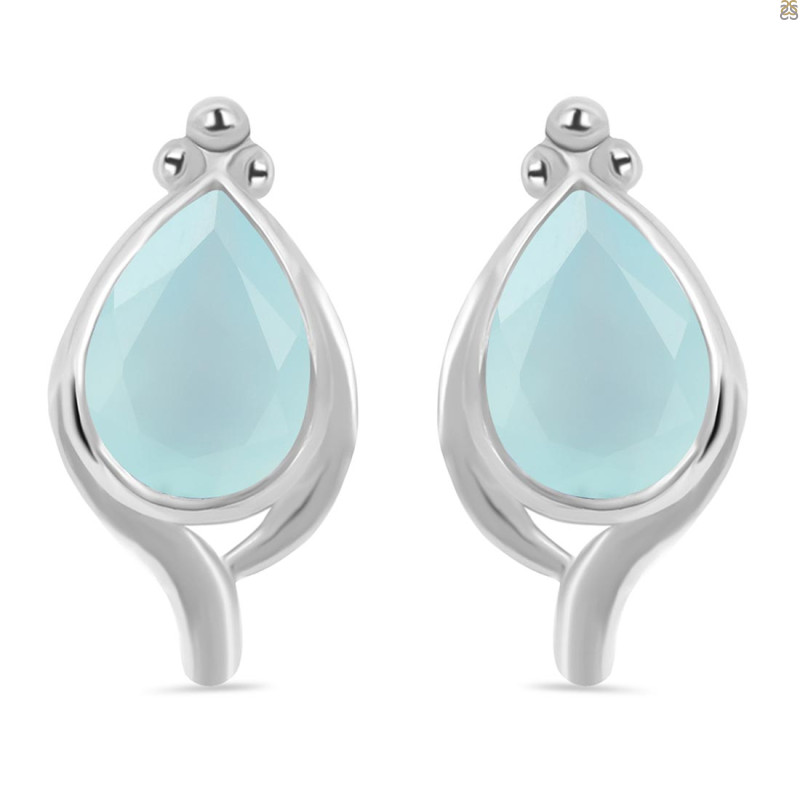 Blue Chalcedony Stud Earring BLX-RDE-26.
