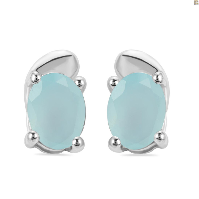 Blue Chalcedony Stud Earring BLX-RDE-28.