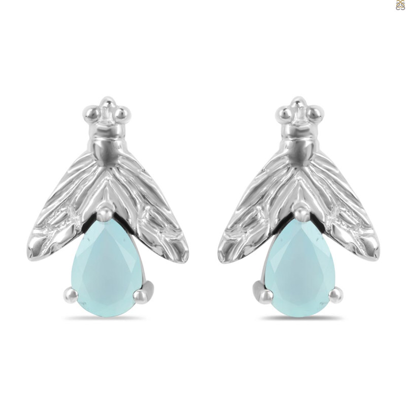 Blue Chalcedony Stud Earring BLX-RDE-30.