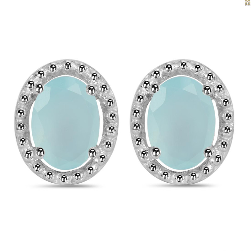 Blue Chalcedony Stud Earring BLX-RDE-34.