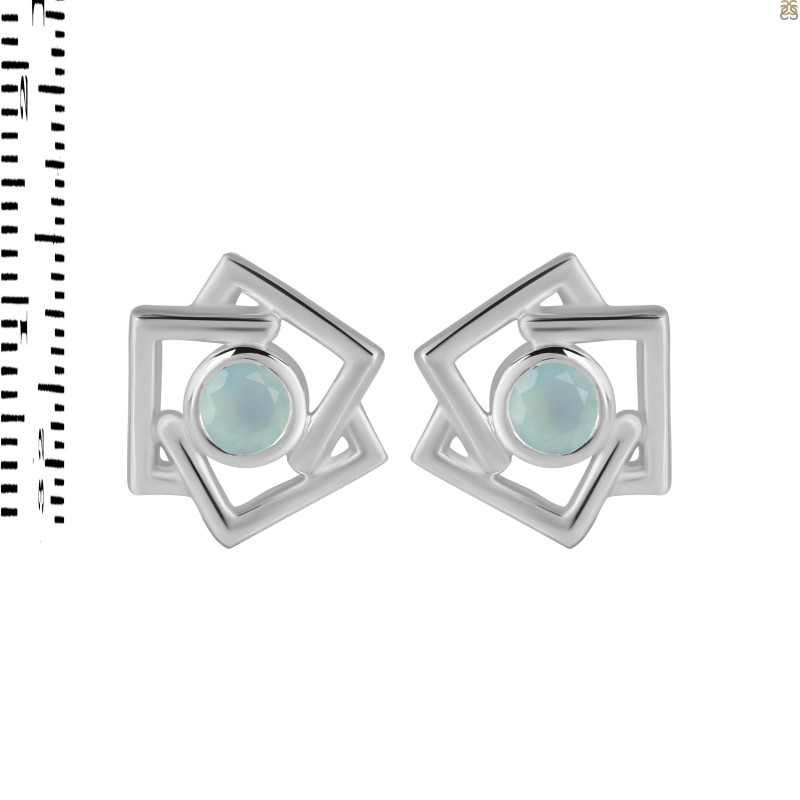 Blue Chalcedony Stud Earring BLX-RDE-627.