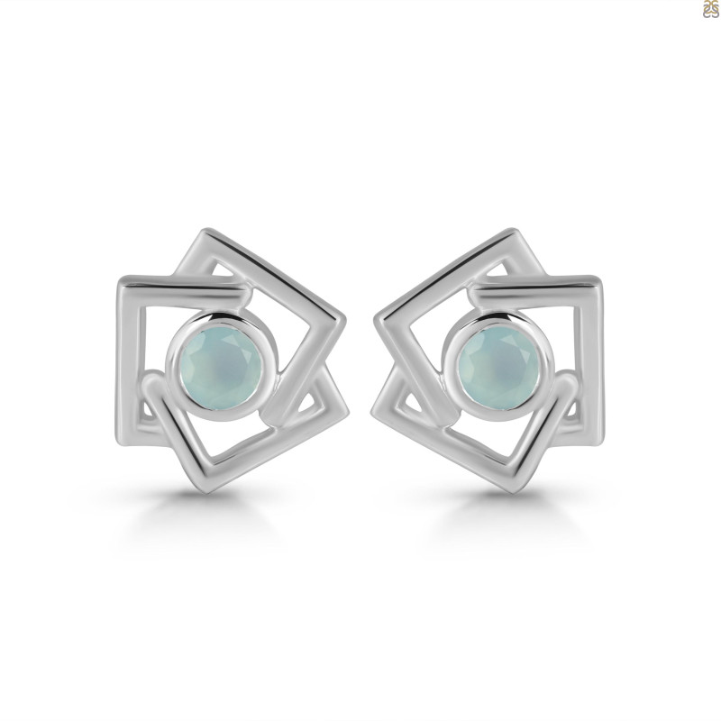 Blue Chalcedony Stud Earring BLX-RDE-627.