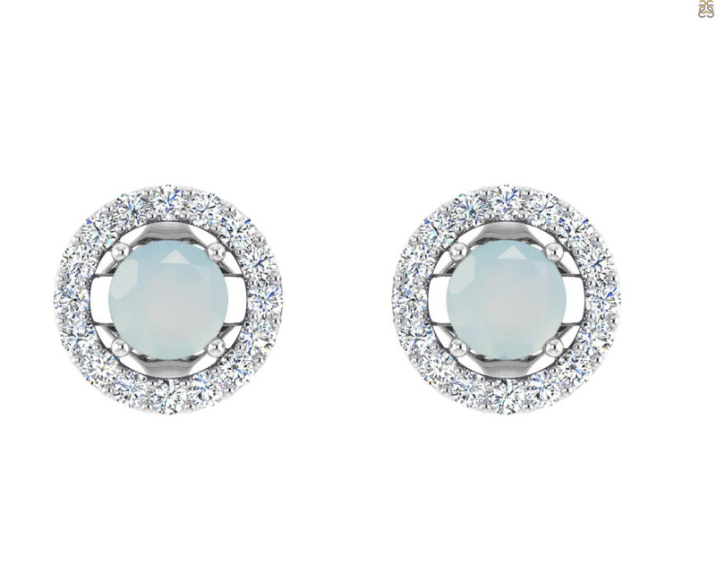 Blue Chalcedony & White Topaz Stud Earring BLX-RDE-984.