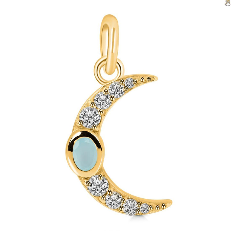 Blue Chalcedony & White Topaz Pendant BLX-RDP-691.
