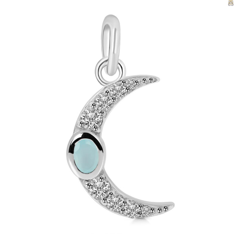 Blue Chalcedony & White Topaz Pendant BLX-RDP-691.