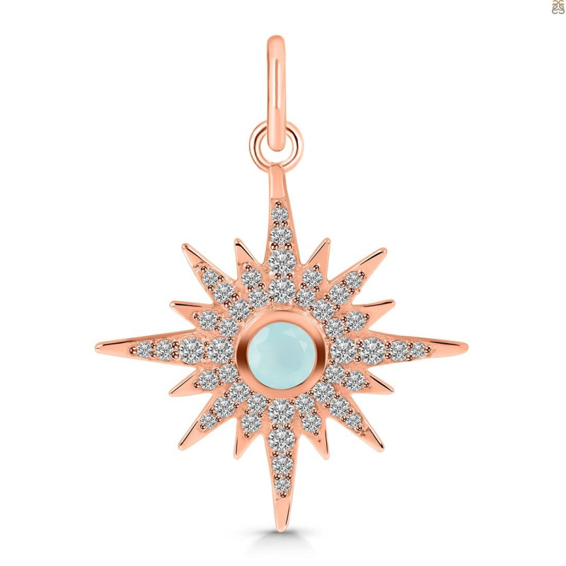 Blue Chalcedony & White Topaz Pendant BLX-RDP-693.