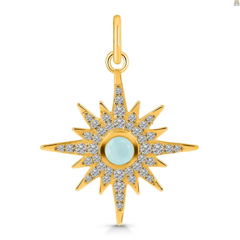 Blue Chalcedony & White Topaz Pendant BLX-RDP-693.