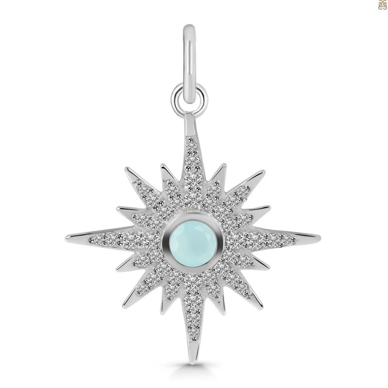 Blue Chalcedony & White Topaz Pendant BLX-RDP-693.