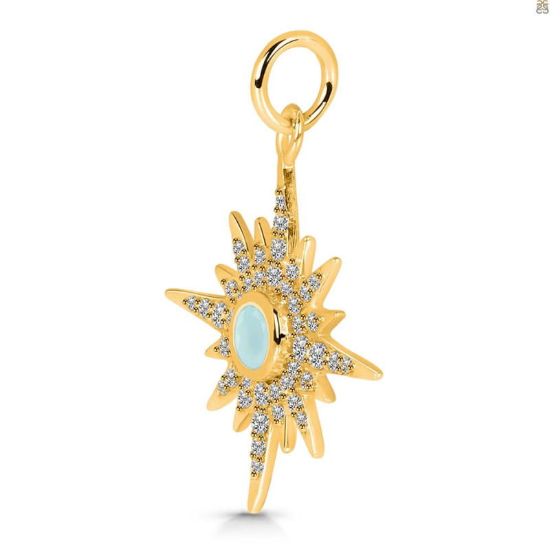 Blue Chalcedony & White Topaz Pendant BLX-RDP-693.