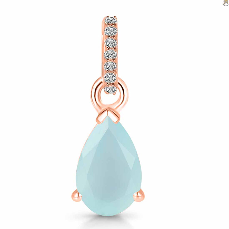 Blue Chalcedony & White Topaz Pendant BLX-RDP-757-CZ.