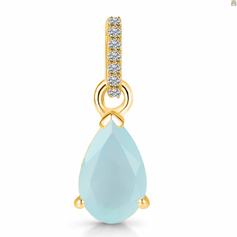 Blue Chalcedony & White Topaz Pendant BLX-RDP-757-CZ.
