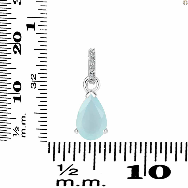 Blue Chalcedony & White Topaz Pendant BLX-RDP-757-CZ.