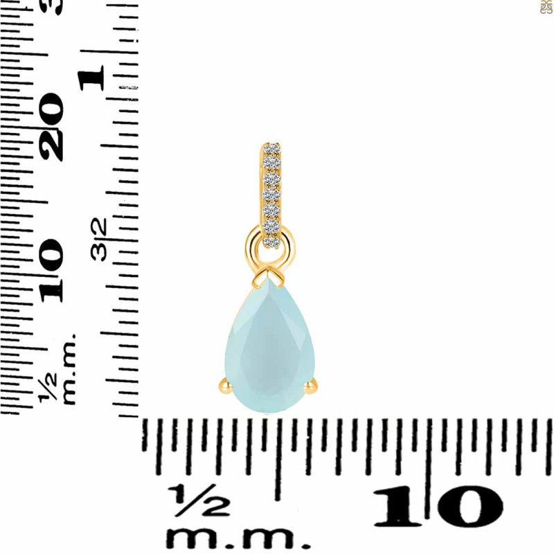Blue Chalcedony & White Topaz Pendant BLX-RDP-757-CZ.