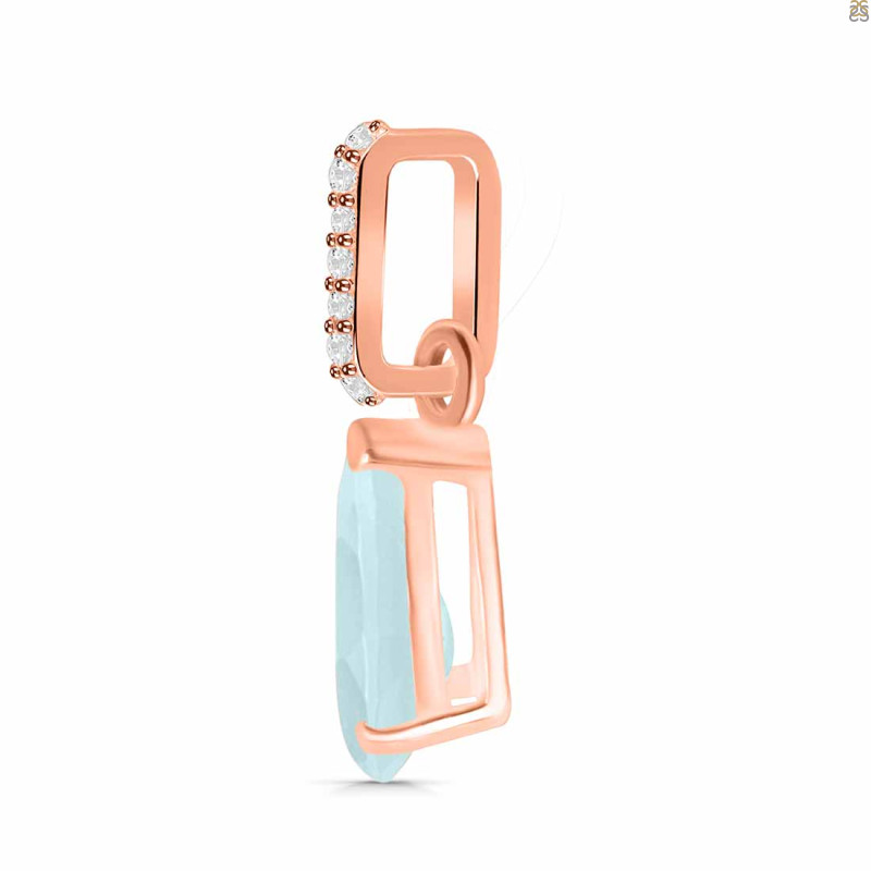Blue Chalcedony & White Topaz Pendant BLX-RDP-757-CZ.