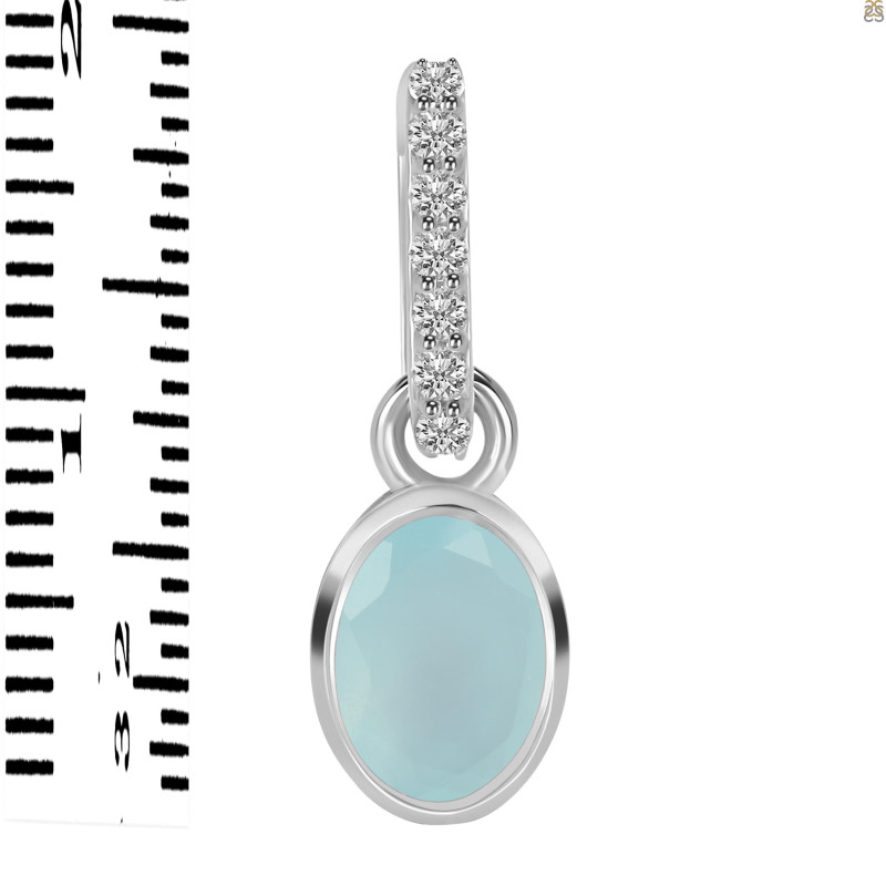 Blue Chalcedony & White Topaz Pendant BLX-RDP-780-CZ-LOOP.