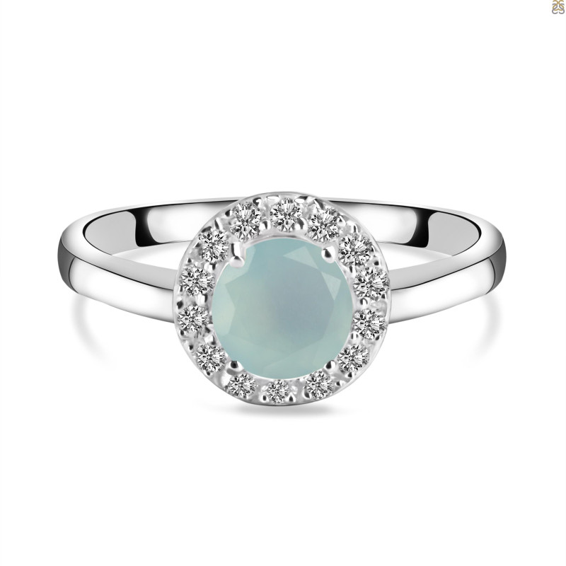 Blue Chalcedony & White Topaz Ring BLX-RDR-1768.
