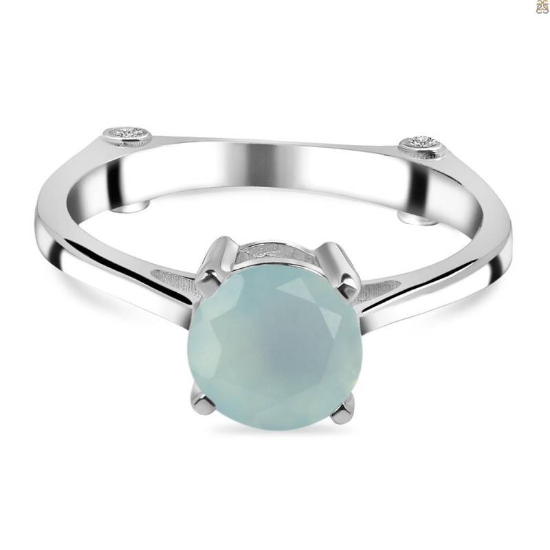 Blue Chalcedony & White Topaz Ring BLX-RDR-1786.