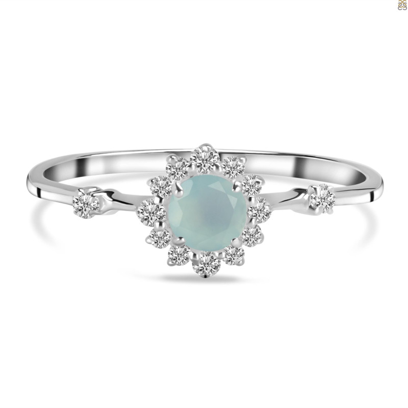 Blue Chalcedony & White Topaz Ring BLX-RDR-1937.
