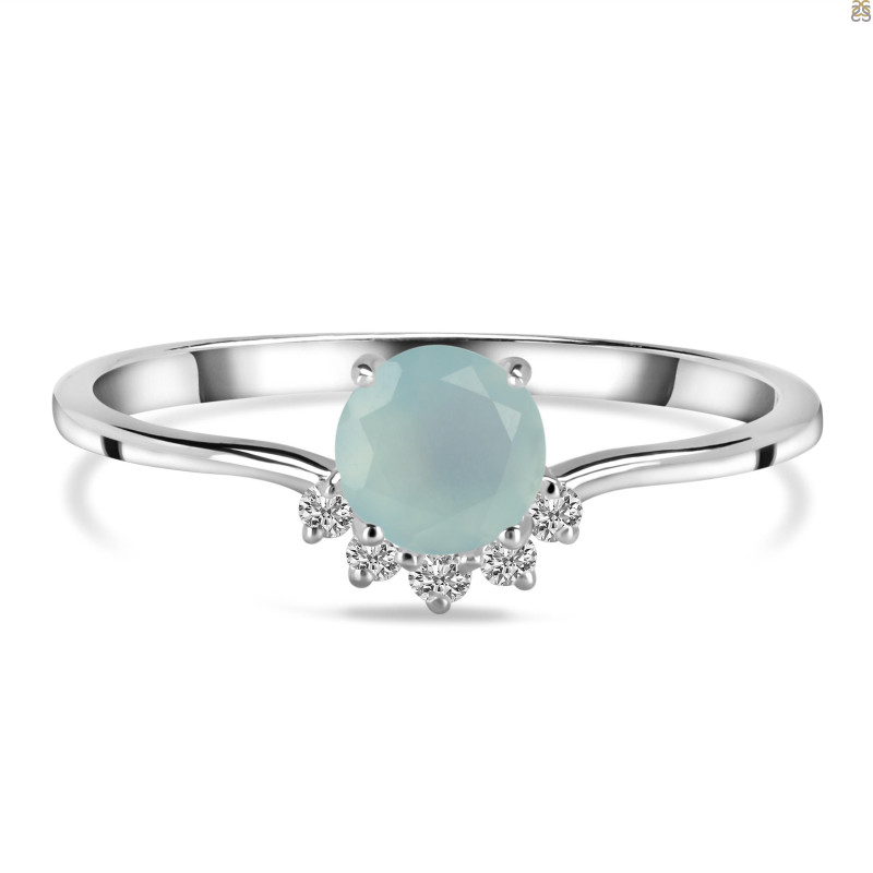 Blue Chalcedony & White Topaz Ring BLX-RDR-1942.
