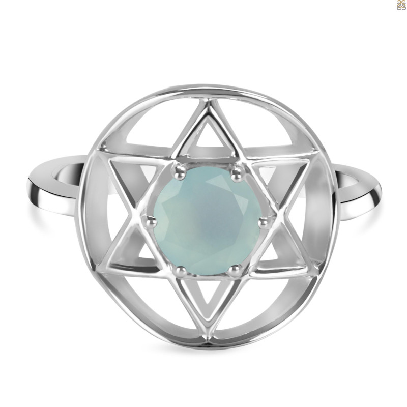 Blue Chalcedony Pentacle Ring BLX-RDR-2137.