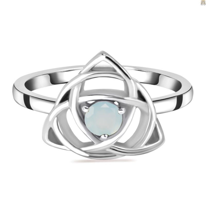 Blue Chalcedony Triquetra Ring BLX-RDR-2142.
