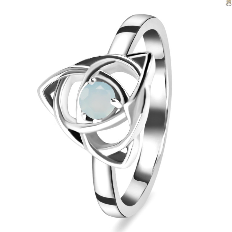 Blue Chalcedony Triquetra Ring BLX-RDR-2142.