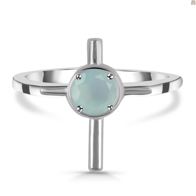 Blue Chalcedony Holy Cross Ring BLX-RDR-2143.