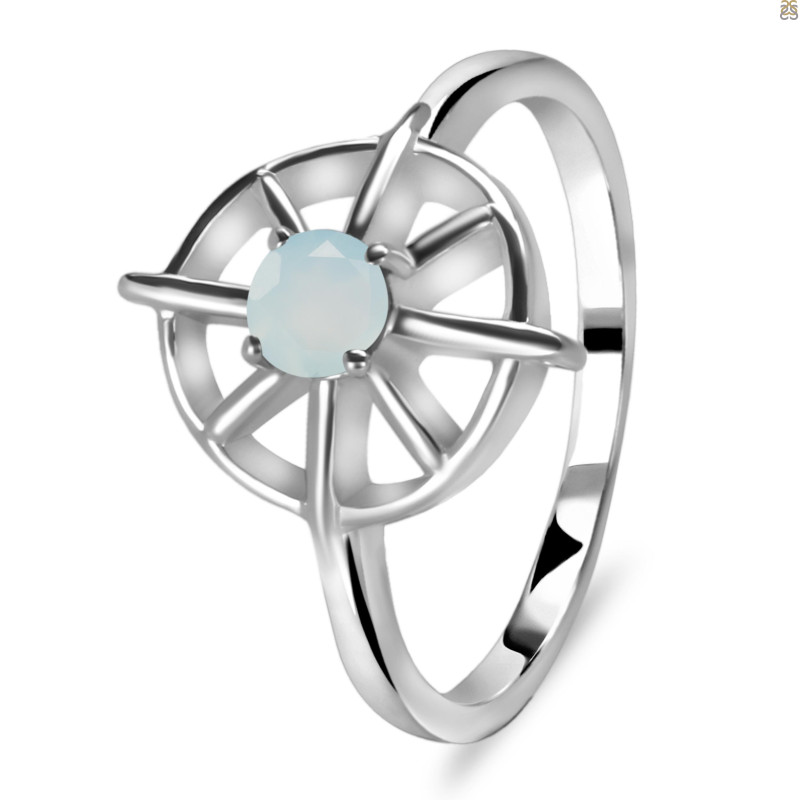 Blue Chalcedony Dharma Wheel Ring BLX-RDR-2147.