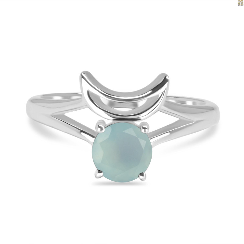Blue Chalcedony Crescent Moon Ring BLX-RDR-2151.