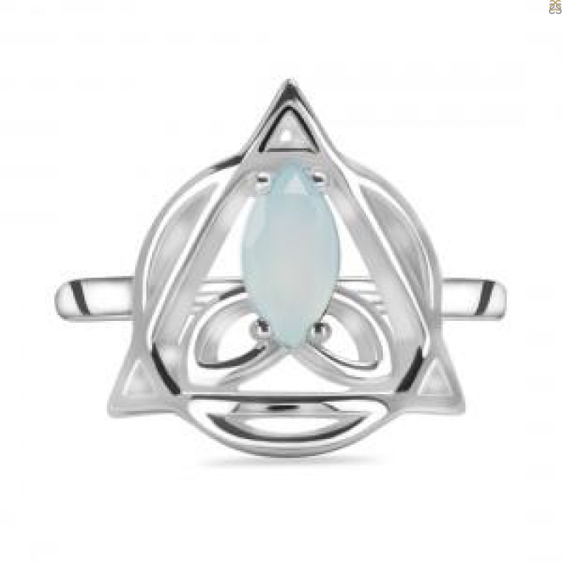 Blue Chalcedony Triquetra Ring BLX-RDR-2166.
