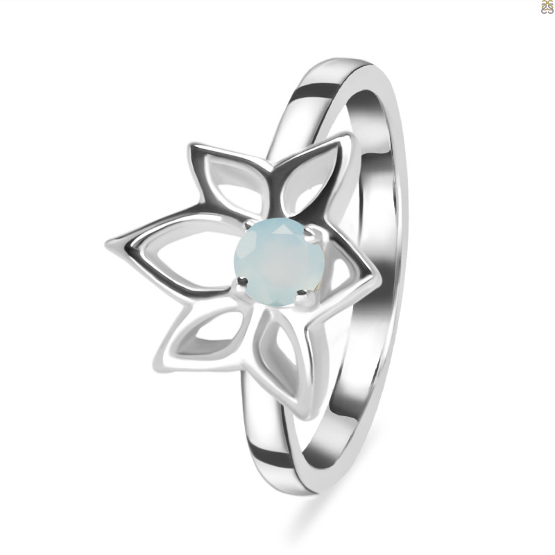 Blue Chalcedony Lotus Ring BLX-RDR-2168.