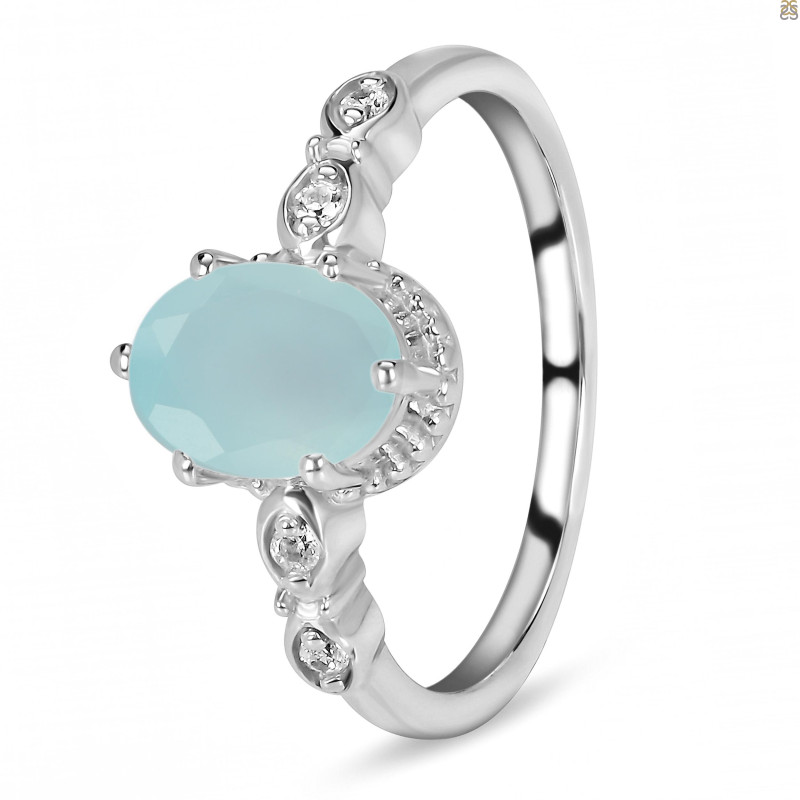 Blue Chalcedony & White Topaz Ring BLX-RDR-2182.
