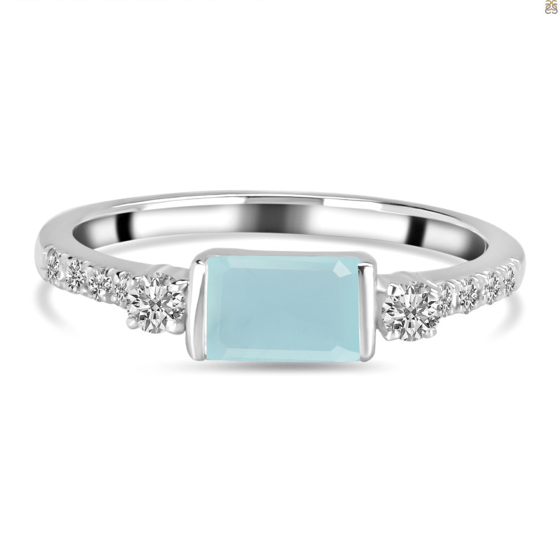 Blue Chalcedony & White Topaz Ring BLX-RDR-2186.
