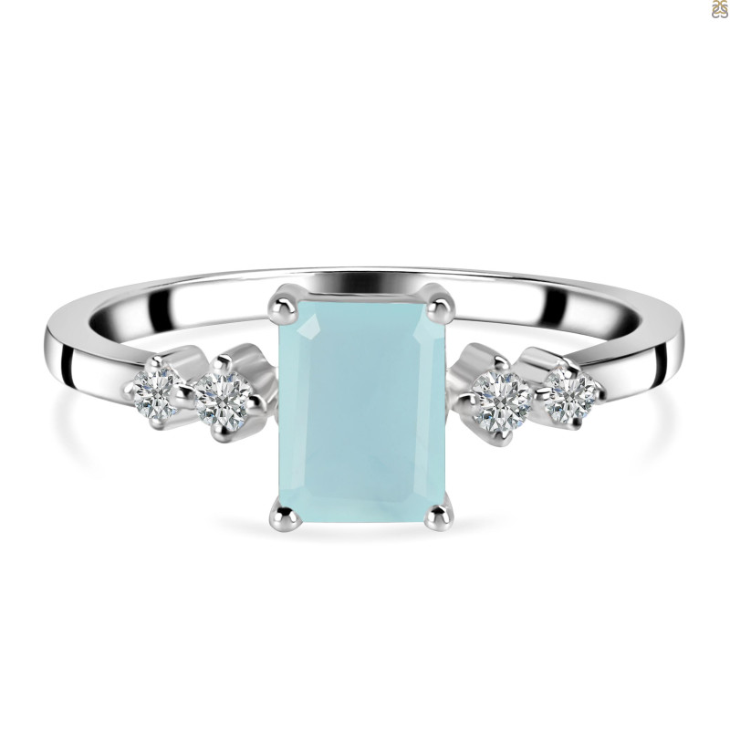 Blue Chalcedony & White Topaz Ring BLX-RDR-2187.