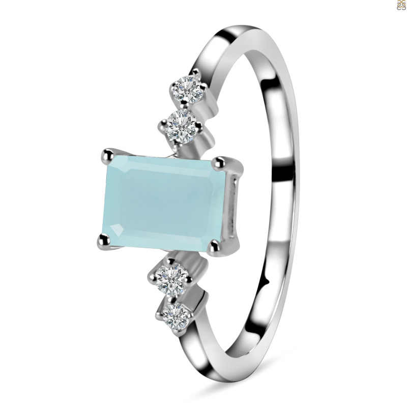 Blue Chalcedony & White Topaz Ring BLX-RDR-2187.