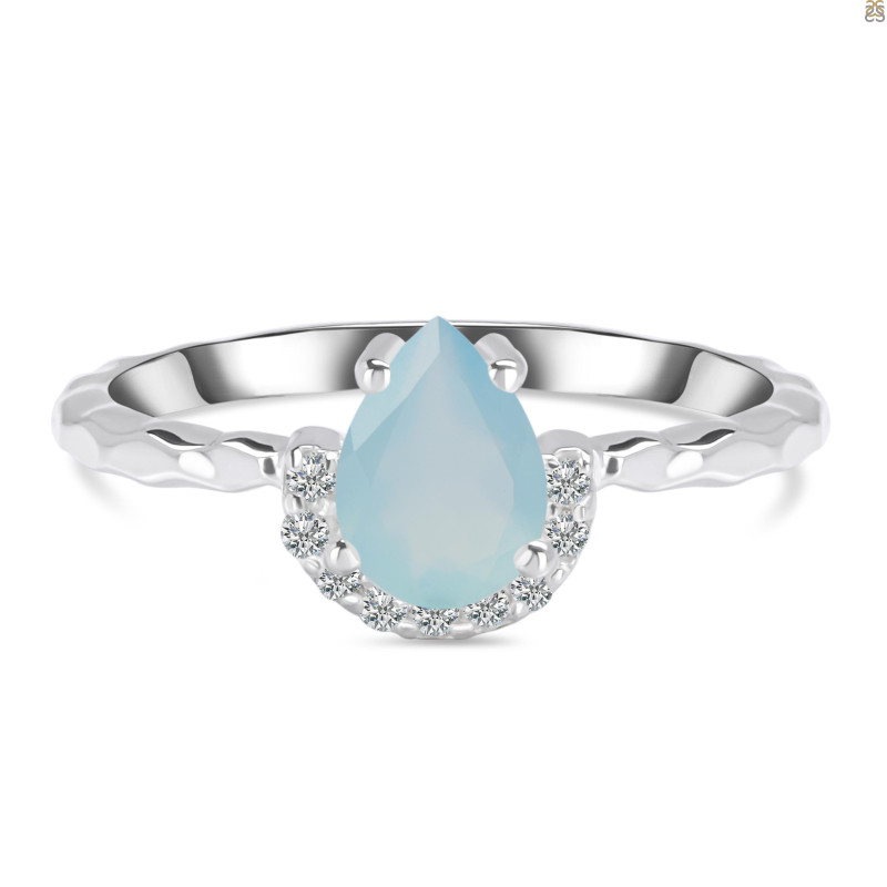 Blue Chalcedony & White Topaz Ring BLX-RDR-2192.
