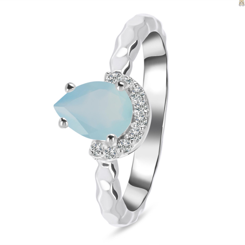 Blue Chalcedony & White Topaz Ring BLX-RDR-2192.