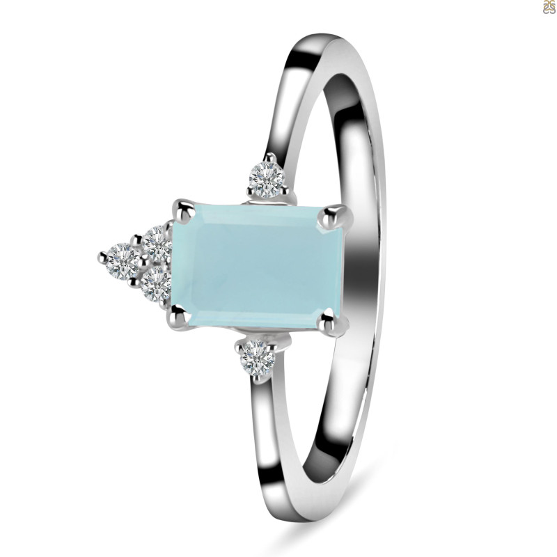 Blue Chalcedony & White Topaz Ring BLX-RDR-2194.