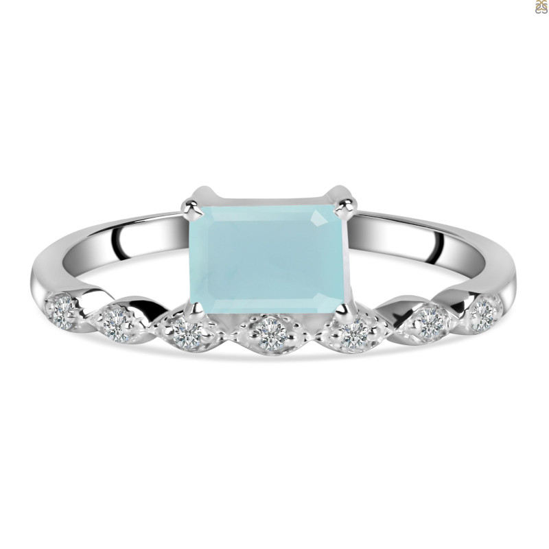 Blue Chalcedony & White Topaz Ring BLX-RDR-2199.