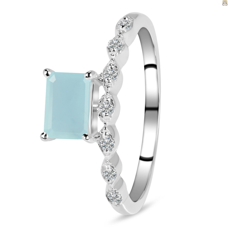 Blue Chalcedony & White Topaz Ring BLX-RDR-2199.