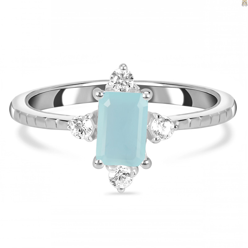 Blue Chalcedony & White Topaz Ring BLX-RDR-2210.