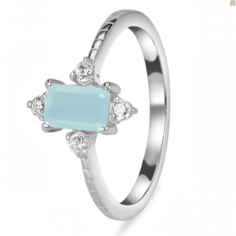 Blue Chalcedony & White Topaz Ring BLX-RDR-2210.