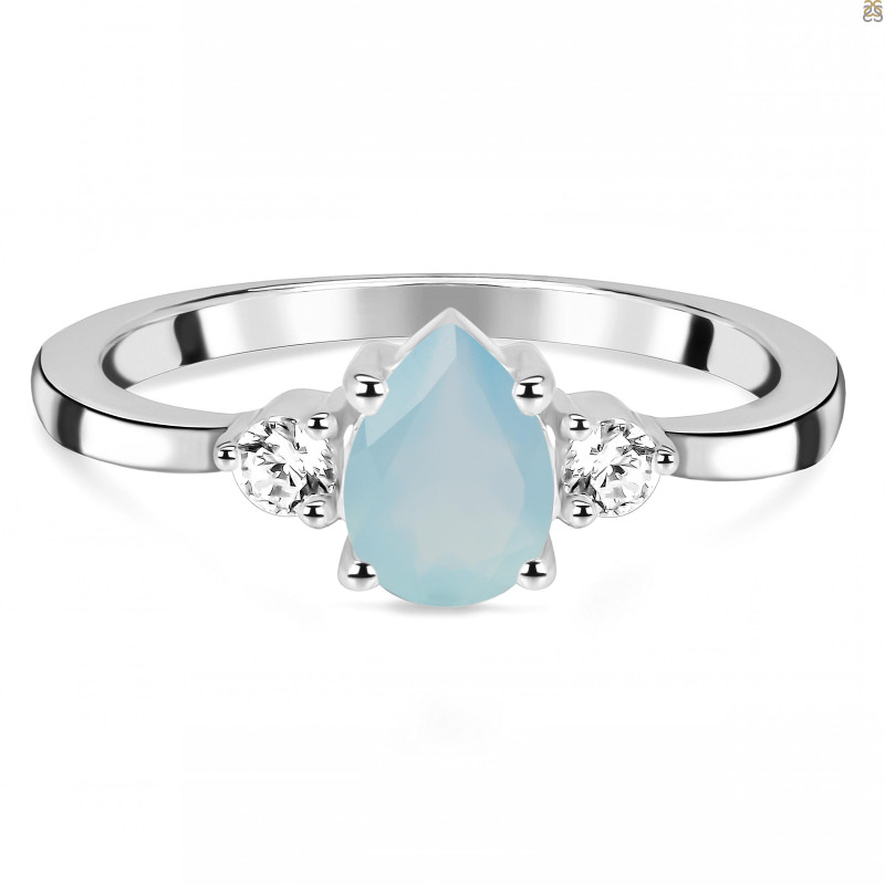 Blue Chalcedony & White Topaz Ring BLX-RDR-2213.